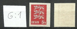 ESTLAND Estonia 1928 Michel 77 G: 1 Proof ESSAY Probedruck MNH NB! Vertical Fold Mark! - Estonie