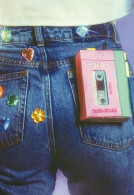 Girls Pink Childrens Old Walkman On Jeans Plain Back Postcard - Photographie