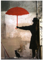 Cat Under Umbrella Rain French Cats Paris Street Art Graffiti Postcard - Photographie