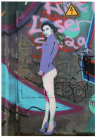 Queen Elizabeth II As Sexy Punk Rocker Rocker German Graffiti Art Postcard - Photographie