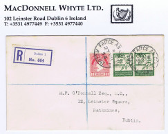 Ireland 1934 GAA 2d Hurler Pair On First Day Cover With 1d Map, Registered M F O'Donnell - FDC