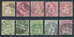 Switzerland, 1867, Lot Of 10 Used Stamps From Set MiNr 29-35 - MiNr 29a, 30, 32, 33a, 35  See Description - Gebruikt