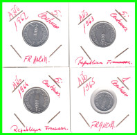 FRANCIA 4 MONEDAS - 3 DE 5 CENTIMOS DEL  AÑO  1962 -64 - UNA DE 1 CENTIMO AÑO 1965 COMPOSICIÓN ACERO - 5 Centimes