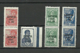 Lettland Latvia 1941 German Occupation Michel 1 - 2 & 4 - 5 MNH - Lettonie