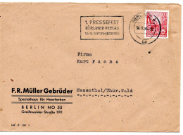 63404 - DDR - 1954 -  24Pfg Fuenfjahrplan EF A Bf BERLIN - 1.PRESSEFEST BERLINER VERLAG ... -> Hasenthal - Cartas & Documentos