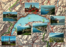 24-3-2024 (3 Y 51)  Map Of Lac Léman (posted From Switzerland To France 1980 ?) - Carte Geografiche