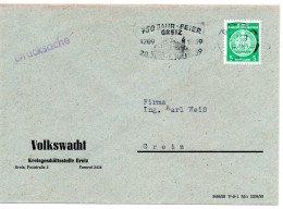 63409 - DDR - 1959 -  5Pfg Zirkel Rechts EF A DrucksOrtsBf GREIZ - 750 JAHR-FEIER GREIZ ... - Cartas & Documentos