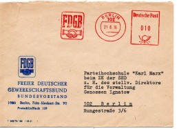 63419 - DDR - 1976 - 10Pfg AbsFreistpl A OrtsBf BERLIN - FDGB - Lettres & Documents