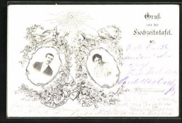 AK Berlin, Gruss Von Der Hochzeitstafel 1900, Brautpaar  - Noces