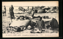 CPA Fort-Lamy, Un Marche Sur Les Bords Du Chari  - Non Classificati