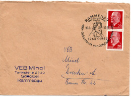 63444 - DDR - 1963 - 2@20Pfg Ulbricht A Bf RAMMENAU - GEBURTSORT VON JOH.GOTTL.FICHTE -> Dresden - Storia Postale