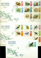 Solomon Is 1976 Birds Definitives Inscribed Solomon Islands (fault, Knife Cut In 1c Stamp ) 3xFDC(XL) - Salomoninseln (Salomonen 1978-...)