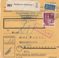 BiZone Paketkarte 1948: Burghausen Nach Berchtesgaden, Nachgebühr, Notopfer - Lettres & Documents