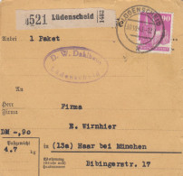 BiZone Paketkarte 1948: Lüdenscheid Nach Haar Bei München - Briefe U. Dokumente