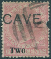Ceylon 1888 SG205 TWO On 4c Rose QV Torn CAVE Private Ovpt FU (amd) - Sri Lanka (Ceilán) (1948-...)