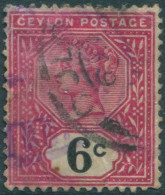 Ceylon 1899 SG259 6c Rose And Black QV #2 FU (amd) - Sri Lanka (Ceilán) (1948-...)