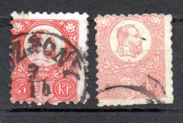 Ungarn, 1871, Freimarke 5Kr., Rosa U. Ziegelrot, MiNr.3a, 3b, Gestempelt (19361E) - Used Stamps