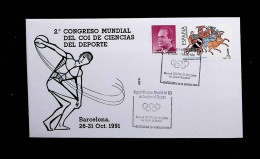 CL, Cachet Commémoratif, Segundo Congreso Mundial Del CDI De Ciencias Del Deporte, Barcelona, 26-31 Oct. 1991 - Otros & Sin Clasificación