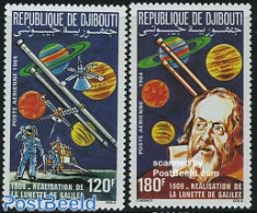 Djibouti 1984 Galilee Telescope 2v, Mint NH, Science - Transport - Astronomy - Space Exploration - Astrology
