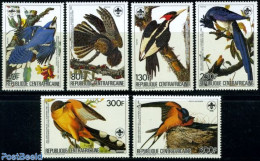 Central Africa 1985 Audubon 6v, Mint NH, Nature - Sport - Birds - Scouting - Woodpeckers - Repubblica Centroafricana