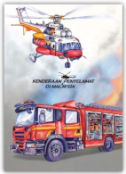 Malaysia 2024-4 Rescue Vehicle MNH (folder) Firefighting Transport Boat Helicopter Fire Engine Truck - Malaysia (1964-...)