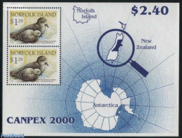 Norfolk Island 2000 CANPEX 2000 S/s, Mint NH, Nature - Science - Various - Birds - The Arctic & Antarctica - Philately.. - Geography