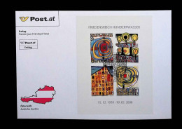 CL, FDC, Premier Jour, Ersttag, Österreich, Autriche, Bloc De 4 Timbres, Block, 2008, Hundertwasser, Frais Fr 1.85 E - FDC