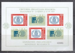 Bulgaria 1989  - International Stamp Exhibition FINLANDIA'88, Mi-Nr. Bl. 184, Imperforated, MNH** - Unused Stamps