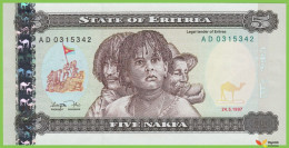 Voyo ERITREA 5 Nakfa 1997 P2 B102a AD UNC Jacaranda - Eritrea