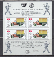 Bulgaria 1989 - History Of The Postal Service: Mail Truck , Mi-Nr. Bl. 191, Imperforated, MNH** - Unused Stamps