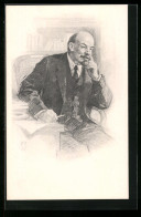 Künstler-AK Portrait Wladimir Iljitsch Lenin Am Schreibtisch  - Politieke En Militaire Mannen