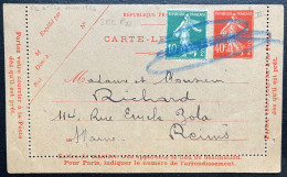 10c & 40c SEMEUSE SUR CARTE LETTRE /  POUR REIMS 19? / ANNULE AU CRAYON - Kaartbrieven