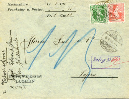 Lettre Avec Cachet De Luzern 16 V 08 - Betreibungsamt Luzern - Fils De Tell 103 Et Buste D'Helvétia 104 - Storia Postale