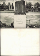 Ansichtskarte Bremerhaven MB: Wulsdorf Straßen, Fabrik, Bahnhof 1934 - Bremerhaven