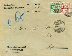 Lettre Avec Cachet De Luzern 1 VII 02 - Betreibungsamt Luzern - Croix Fédérale N°82 83 - Cartas & Documentos