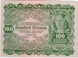 AUTRICHE - 100 Kronen 1922 - Oesterreich