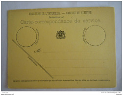 Belgique Carte-correspondance De Service  Ministère De L'intérieur   Cabinet Du Ministre - Covers & Documents