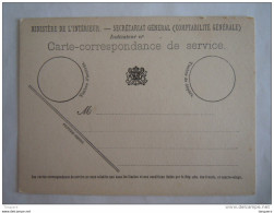 Belgique Carte-correspondance De Service Ministère De L'intérieur Ministère De L'intérieur Secrétariat Général - Brieven En Documenten