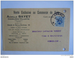 Belgique Carte Postale 1932 Bayet Charleroi-Villette Vente Cognac Rhum Vins Gosselies - Levensmiddelen