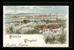 Lithographie Werder A. H., Panoramablick Von Der Bismarckshöhe, Pfingstgruss  - Werder