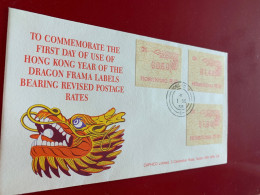 Hong Kong Stamp 1988 New Year 02 Drama Label Dragon 1st FDC - Briefe U. Dokumente