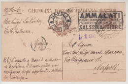 Intero Postale Foggia Per Napoli Con Targhetta Pubblicitaria Anno 1927 - Entiers Postaux