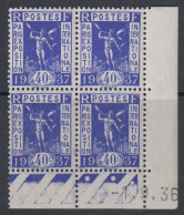 Expo 1937  N° 324 - Coin Daté Du 1 - 9 - 36 * *    - Cote :  17,50 € - 1930-1939