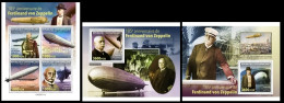 Central Africa 2023 185th Anniversary Of Ferdinand Von Zeppelin. (711) OFFICIAL ISSUE - Zeppelins