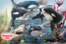 Burundi 2023 Orcas And Sharks. (204) OFFICIAL ISSUE - Dolphins