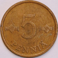 Finland - 5 Pennia 1966, KM# 45 (#3905) - Finlande