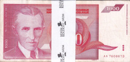 Yugoslavia 1,000 Dinara, 1992 P#114 F/VF Bundle - Yugoslavia