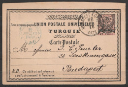 Turquie - EP CP 20 Paras Càd CONSTANTINOPLE /18 JUILLET 1886 Pour BUDAPEST - Storia Postale