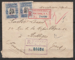 Panama - L. Recommandée 'USA NEW YORK Exchange' Affr. 10cts Pour BESSEGES (Gard) (au Dos: Càd Oval 'NEW YORK /7-30-1907/ - Lettres & Documents