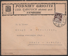 Tchécoslovaquie - L. Entête Liqoriste (liqueurs Cerise Griottes) Càd NYMBURK (Bohême) 1924 ? Pour PRAHA-KARLIN (voir Ill - Storia Postale